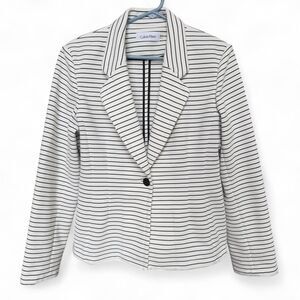 Calvin Klein black and white striped blazer size 14